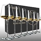 Wine Glasses Set of 6,Crystal White Wine Glasses,Red Wine Glass Set, Wine Glasses Long stem,Clear Lead-Free Premium Blown Glassware (18.5oz,6 pack)
