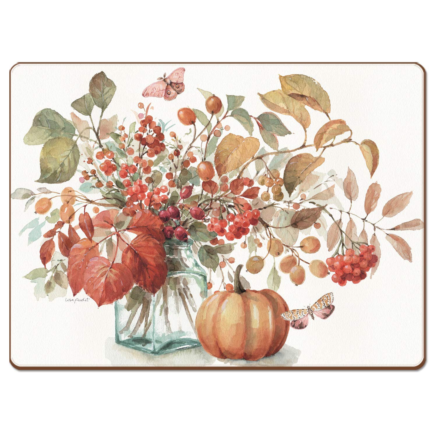 Cala Home Autumn in Nature Premium Decorative Hardboard Placemat 4 Pack Manufactured in The USA Artistic Easily Wipes Clean