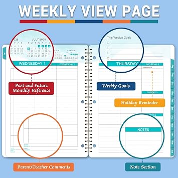Student Planner 2026-2027 - Academic Planner 2026-2027, July 2026 - June 2027, 11 9, Weekly Lesson Planners, Monthly & Weekly School Planners for Middle/High School, Stickers, Week's Goals, Tabs