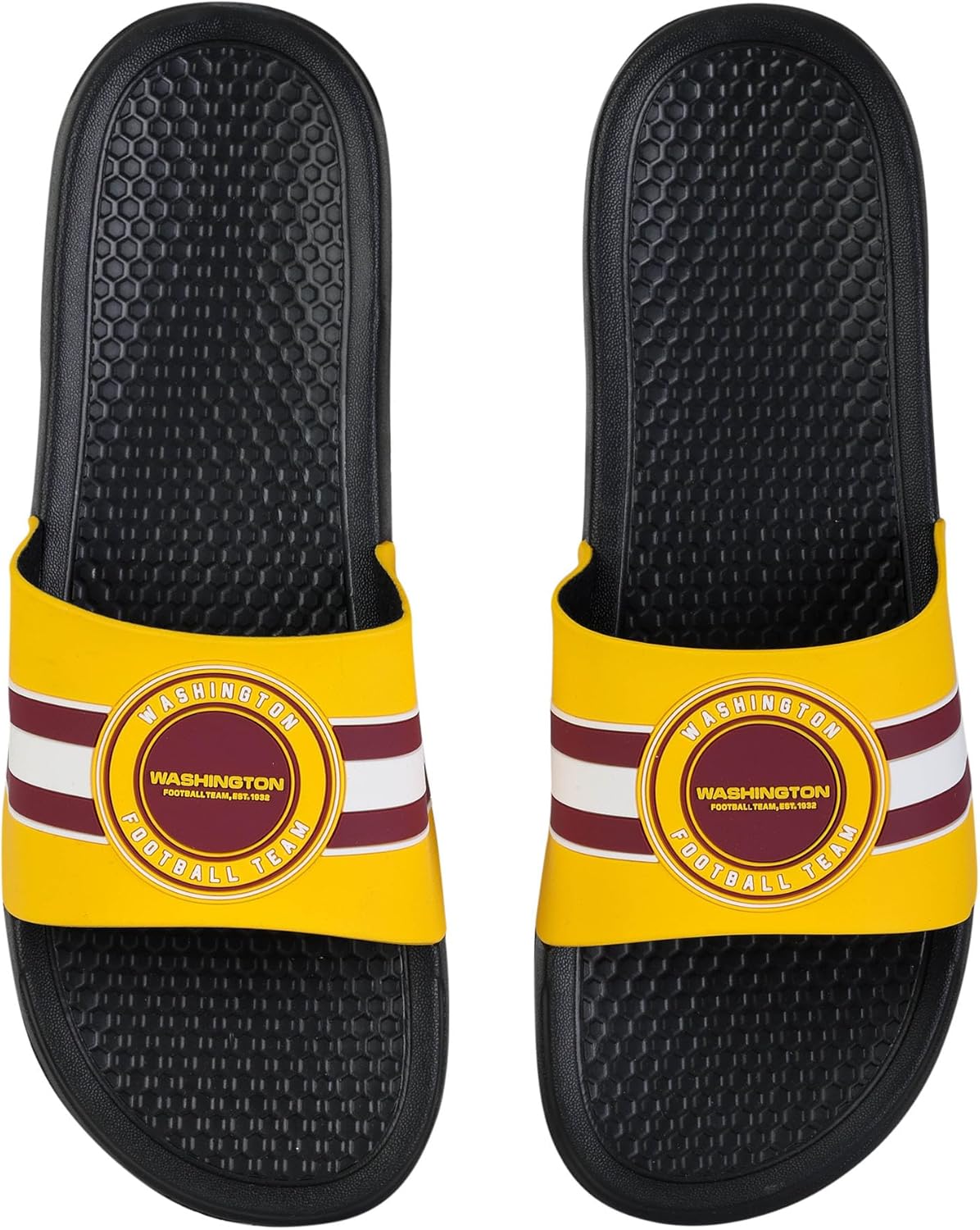 FOCO NFL Men's Stripe Raised Slide Sandals – Comfortable, Durable, Team Logo Footwear for Game Day & Everyday Wear