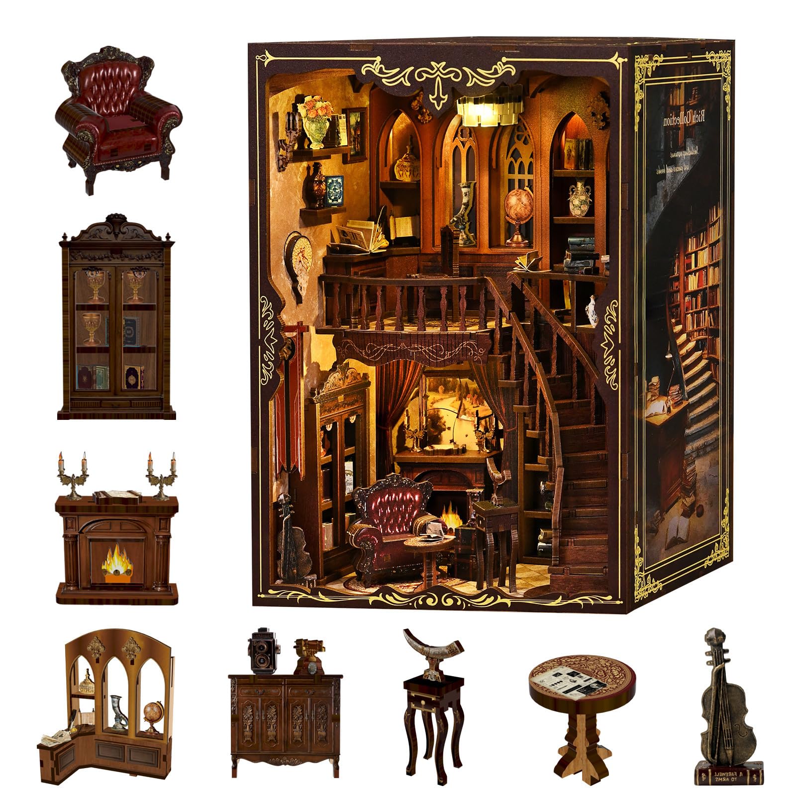 ミニチュアキルトキットセット Amazon.com: Cutefun Book Nook Kit - DIY Miniature Dollhouse