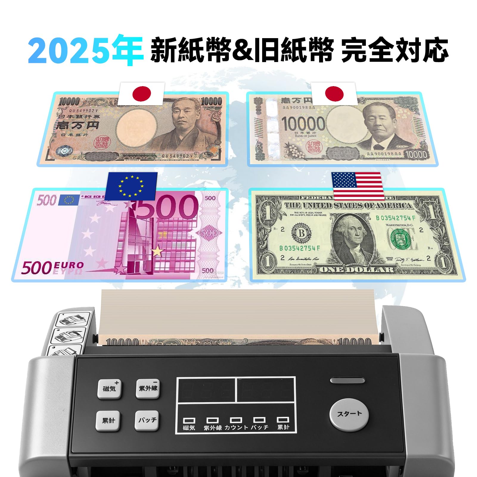 Amazon | 紙幣カウンター【日本専用・2026新紙幣対応】紙幣計数機