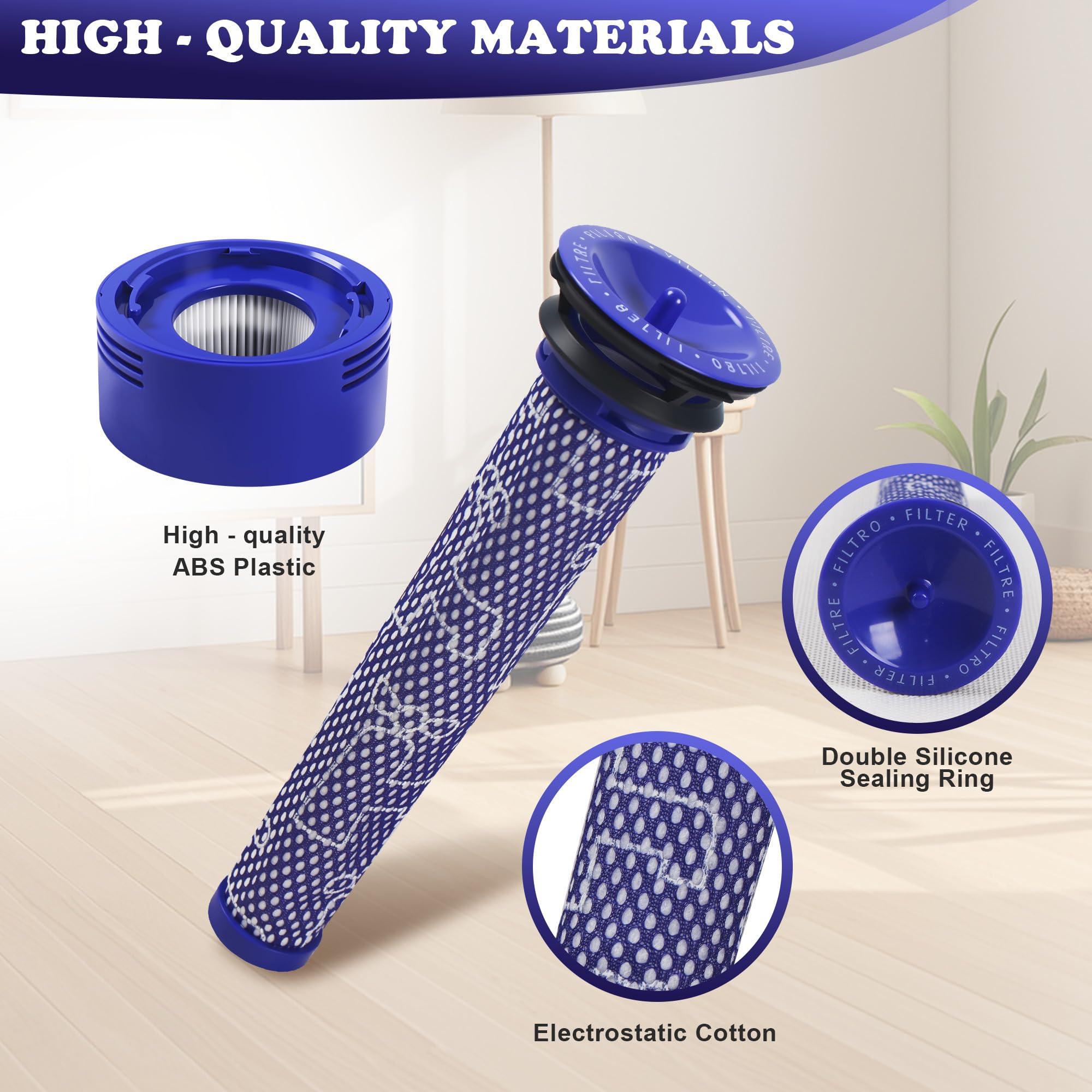 10 Stück für Dyson V8 V7 Filter,V8 V7 Ersatzteile Filter Zubehör set für Dyson,5x Vorfilter + 5x HEPA Nachfilter mit 1 Bürsten,Austausch für DY-96566101, DY-96747801