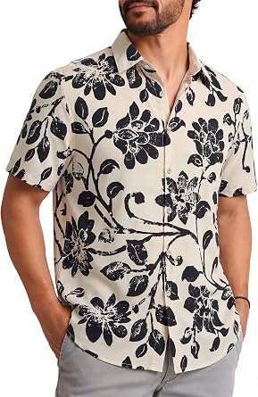 KYKU Hawaiian Shirt for Men Short Sleeve Button Down Beach Vacation Shirt