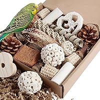 Kyouki Natural Bird Foraging Box Toys for Parakeets, Cockatiels, Conures, Lovebirds - Shredding Chew Fun Medium Size