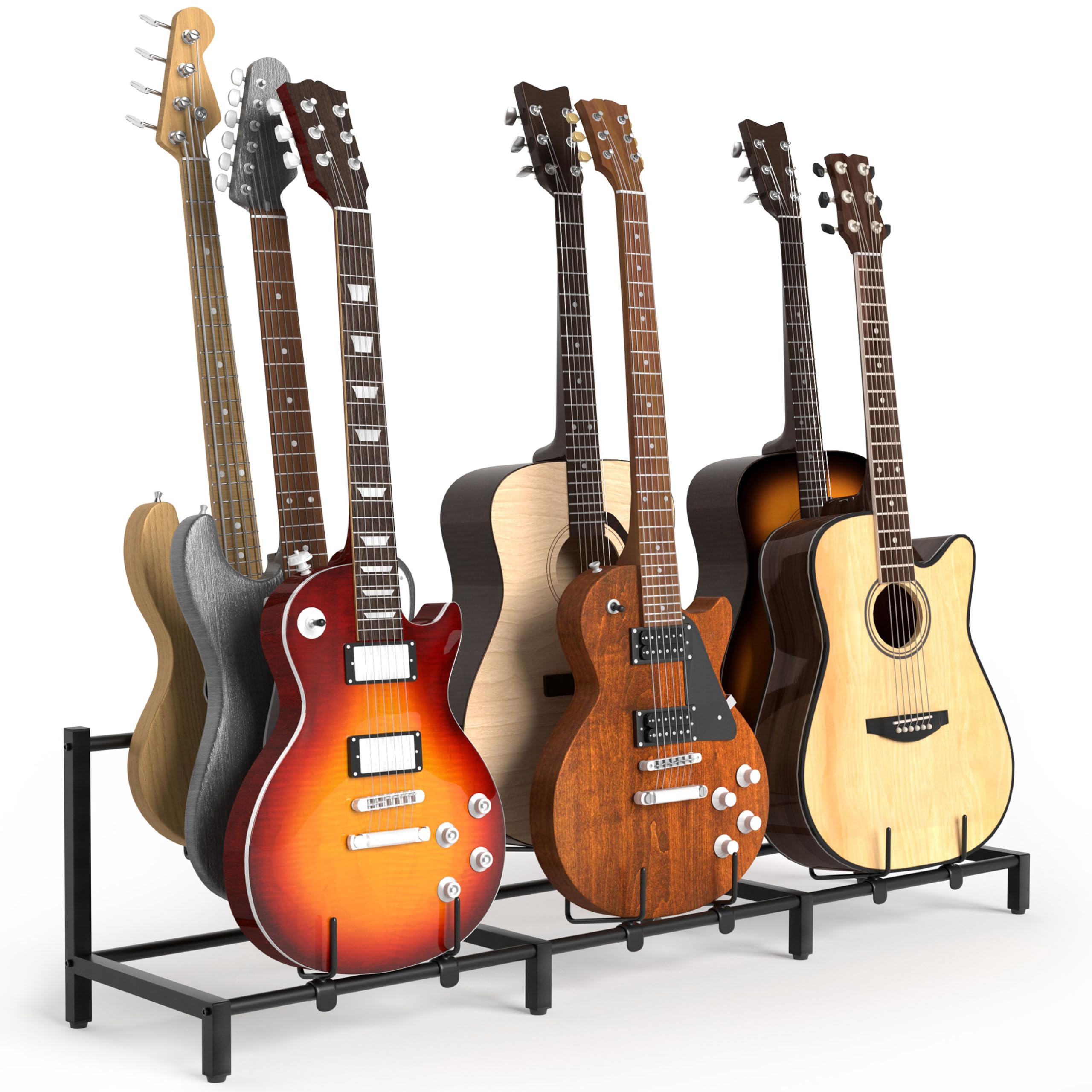Bikoney Chitarra Acustica Supporto per Chitarra 7 Supporti Elettrica, Basso,Supporto Regolabile per Più Chitarre, Accessori per Chitarra, Regali per Uomini, Supporto per Chitarra, Espositore