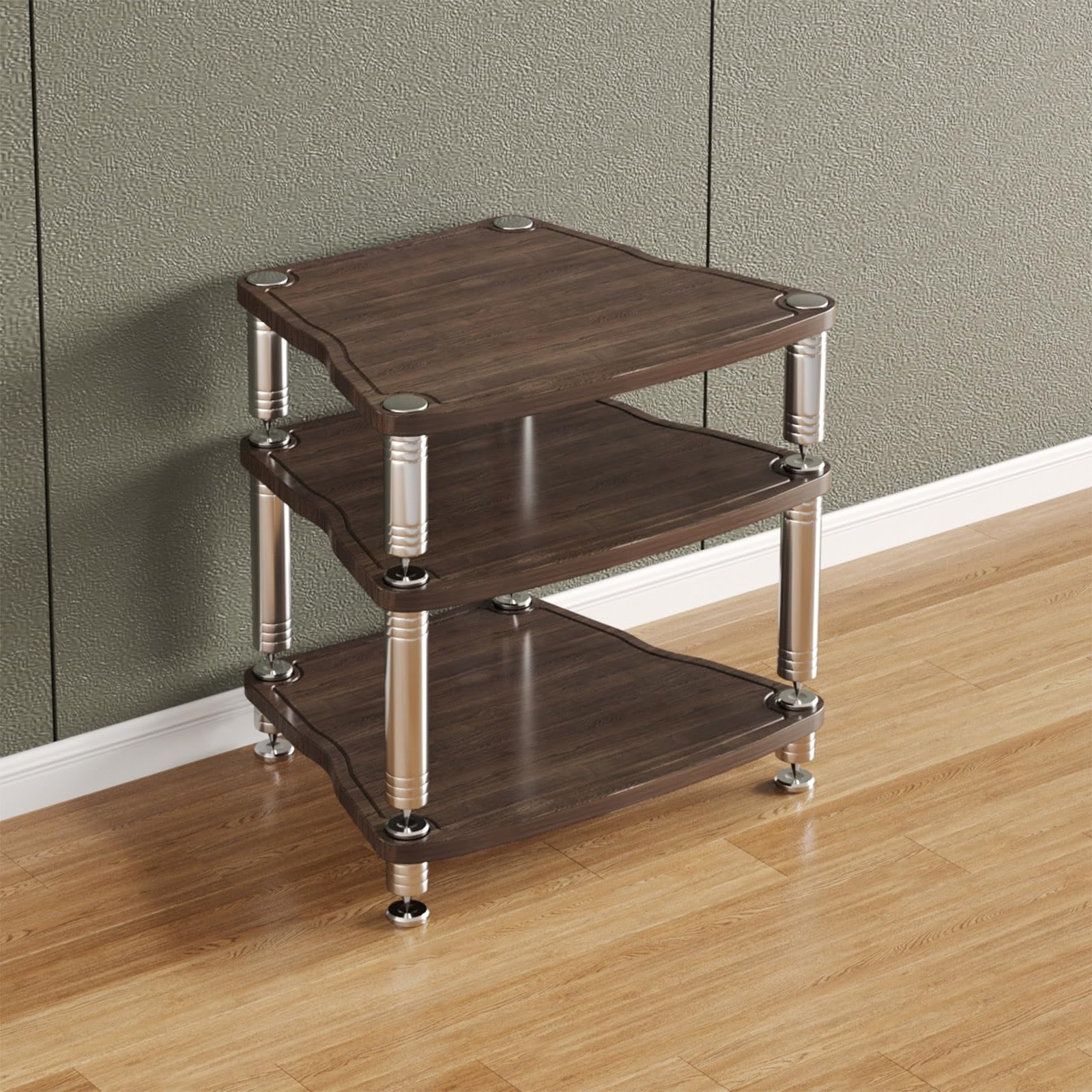 Mobile AV moderno – Mobile TV in noce scuro e torre portaoggetti per apparecchiature audio-video elegante centro di intrattenimento (165,1 x 139,7 cm) – spaziosa console multimediale per home theater