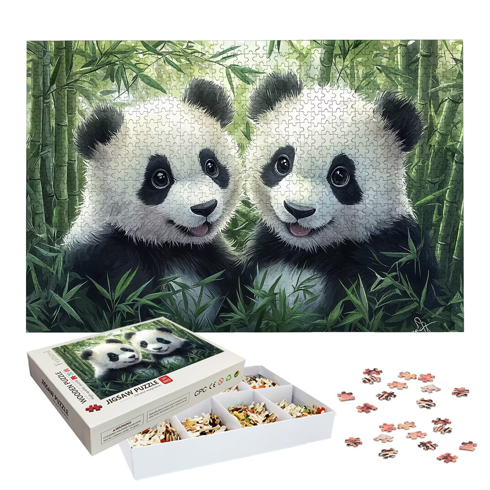 Puzzle 1500 Pièces Animal, Puzzle 1500 Pièces Adultes et Enfants, Puzzles Bois avec Une Boîte d'emballage Exquise, Jeu Éducatif Puzzles Panda, Decoration Maison, Cadeau Femme, Cadeau Homme, -8925
