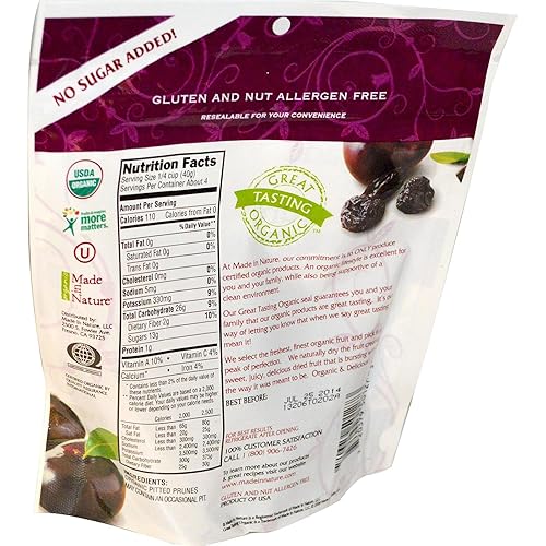 Vista 8 de Made In Nature Ciruelas secas orgánicas, 6 onzas (paquete de 6) – Snack vegano de frutas secas sin OMG