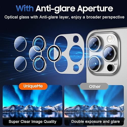 Miniatura 521 de UniqueMe [Paquete de 3 protectores de lente de cámara compatibles con iPhone 14 Pro Max/iPhone 14 Pro, vidrio templado, [compatible con fundas]