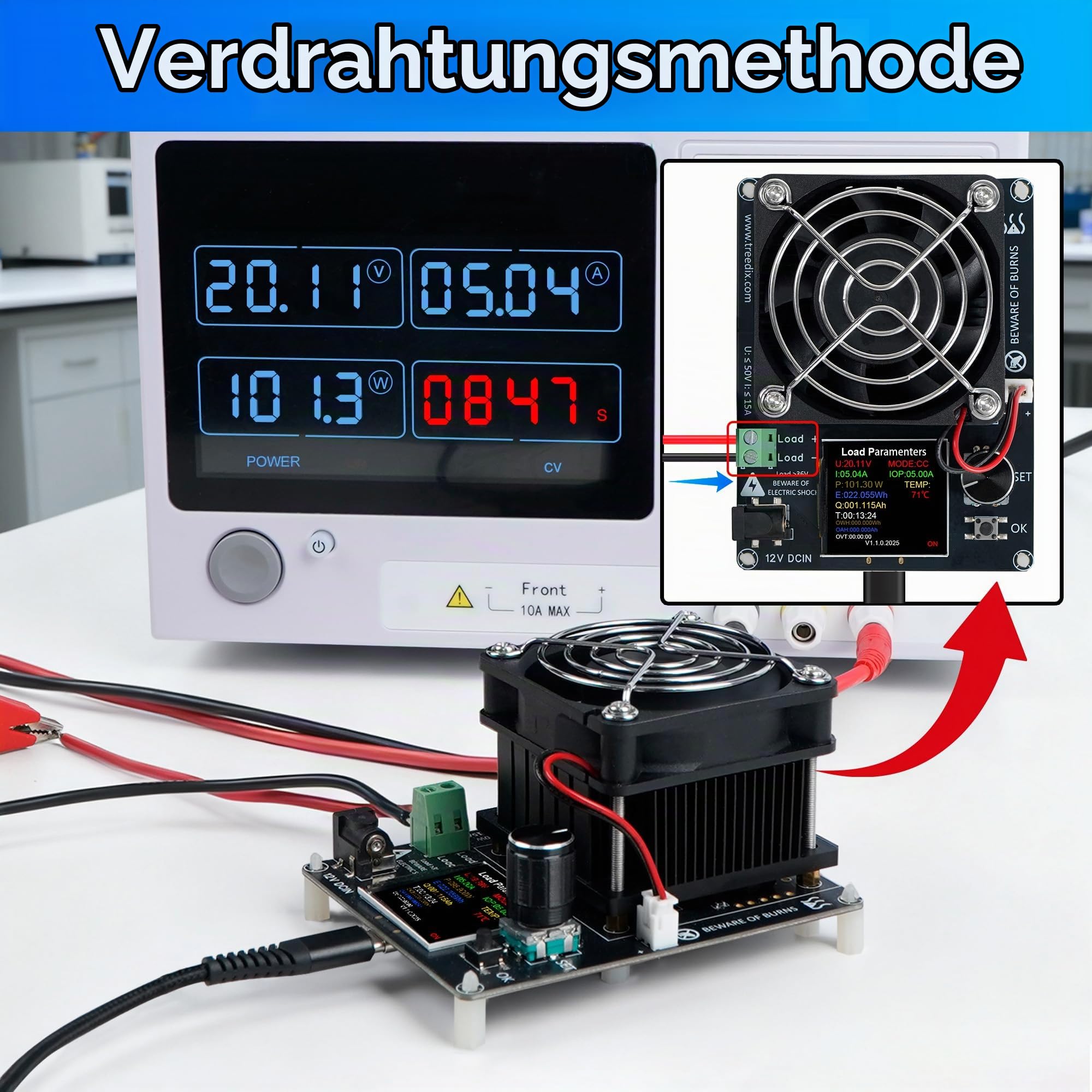 Treedix Mini-Elektronische Lastprüfung, 120W Batterielasttester