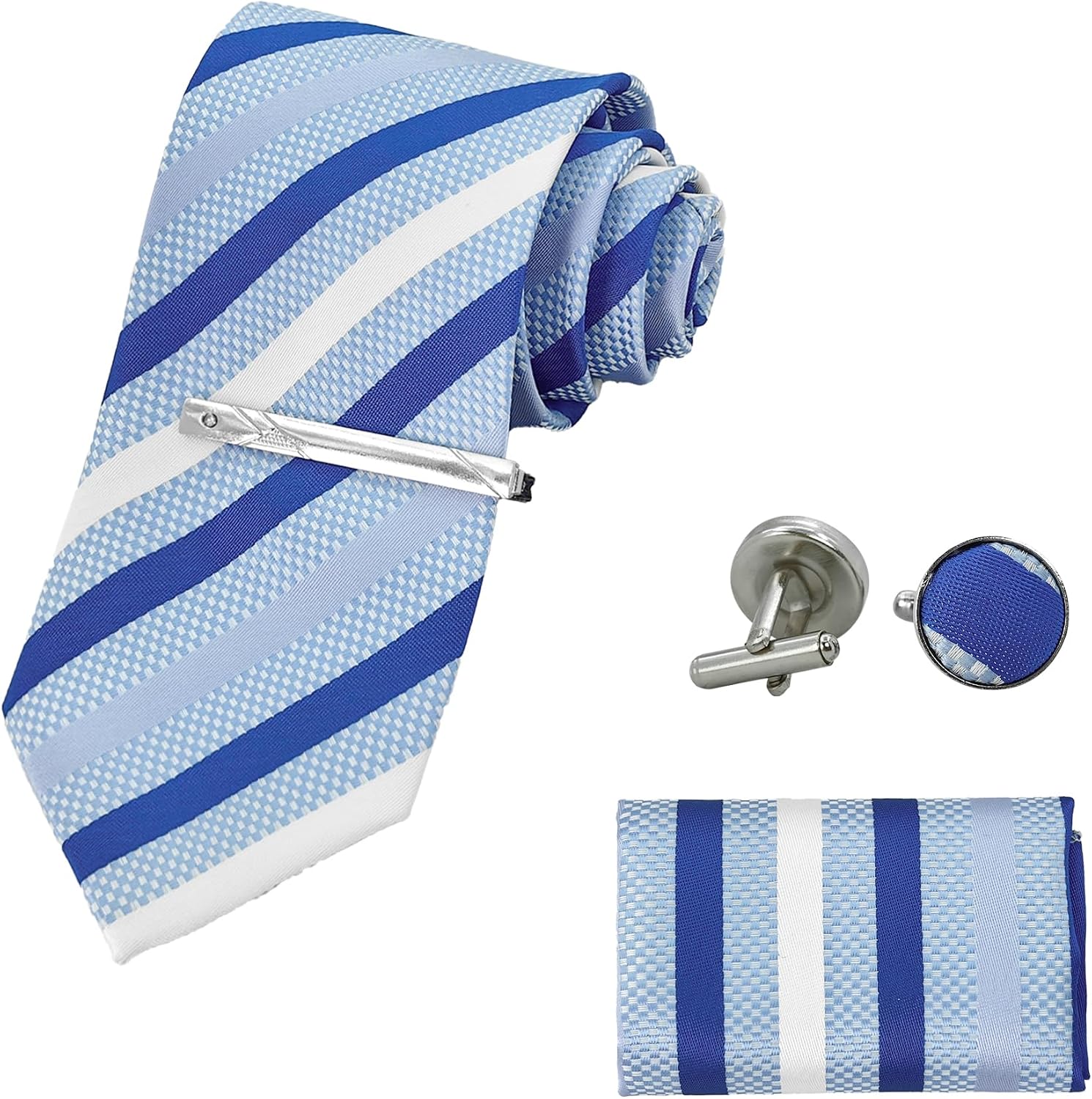 Mens Ties with Pocket Square, Men Classic Formal Business Elegant Ties and Handkerchief for Wedding Party M3-T-2S