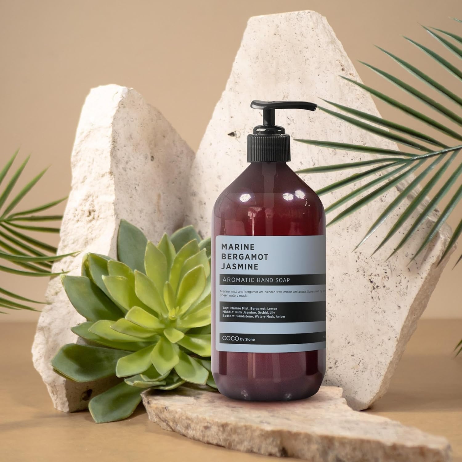 COCO by Stone 16oz Hand Soap (Marine | Bergamot | Jasmine Inspired by The Ritz Carlton) – Gentle Castile-Based Wash with Long-Lasting Oceanic and Citrus Scent