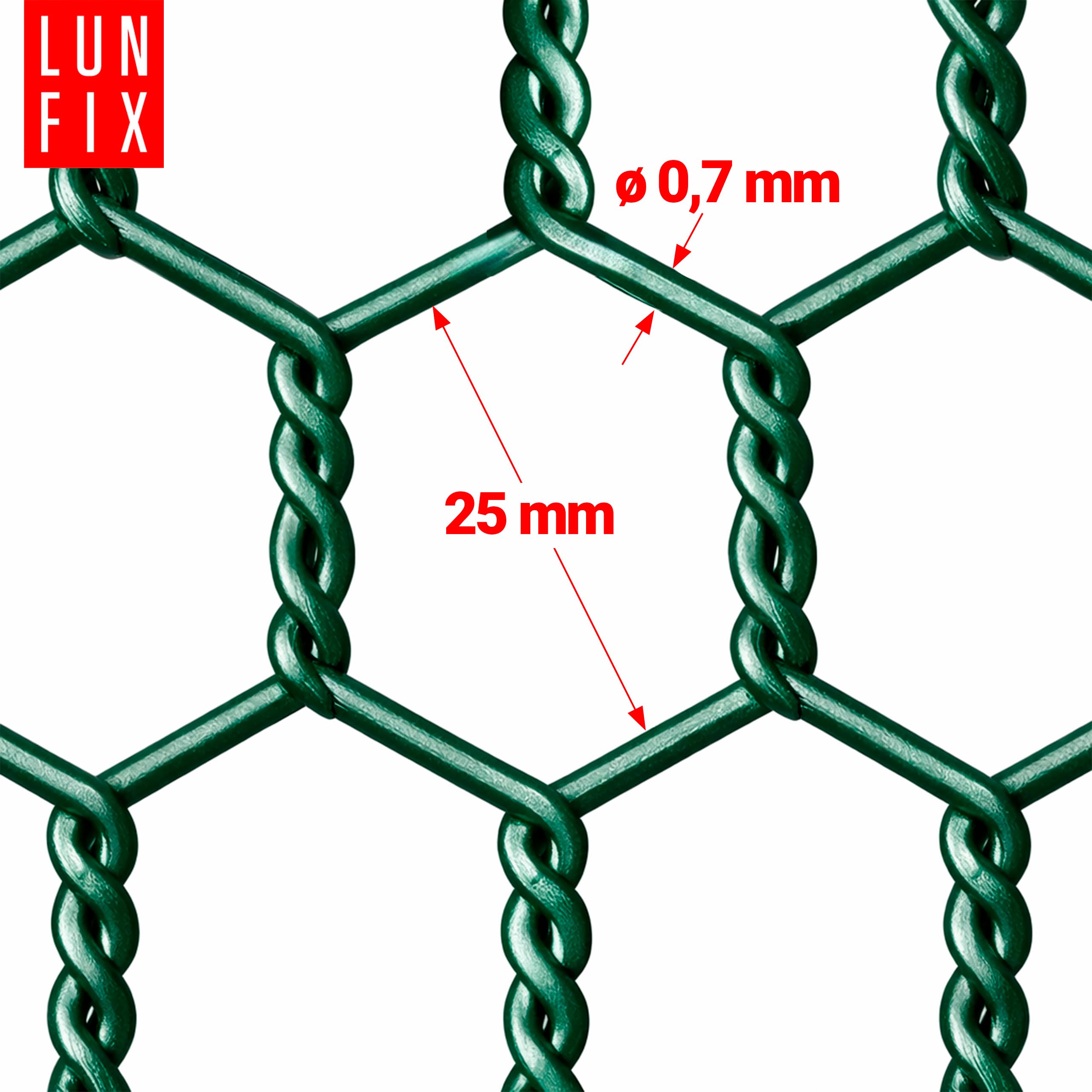 Ogrodzenie z siatki drucianej 25 x 25 mm, grubość 0,7 mm, sześciokątna siatka 0,5 x 25 m, zielona PCW, drut dla królików, drut dla kurcząt, ogrodzenia, siatka druciana do ogrodu, ogrodzenia