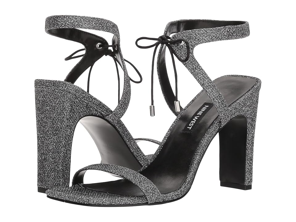 

Nine West Longitano Heel Sandal (Black Silver Fabric) Women's Shoes