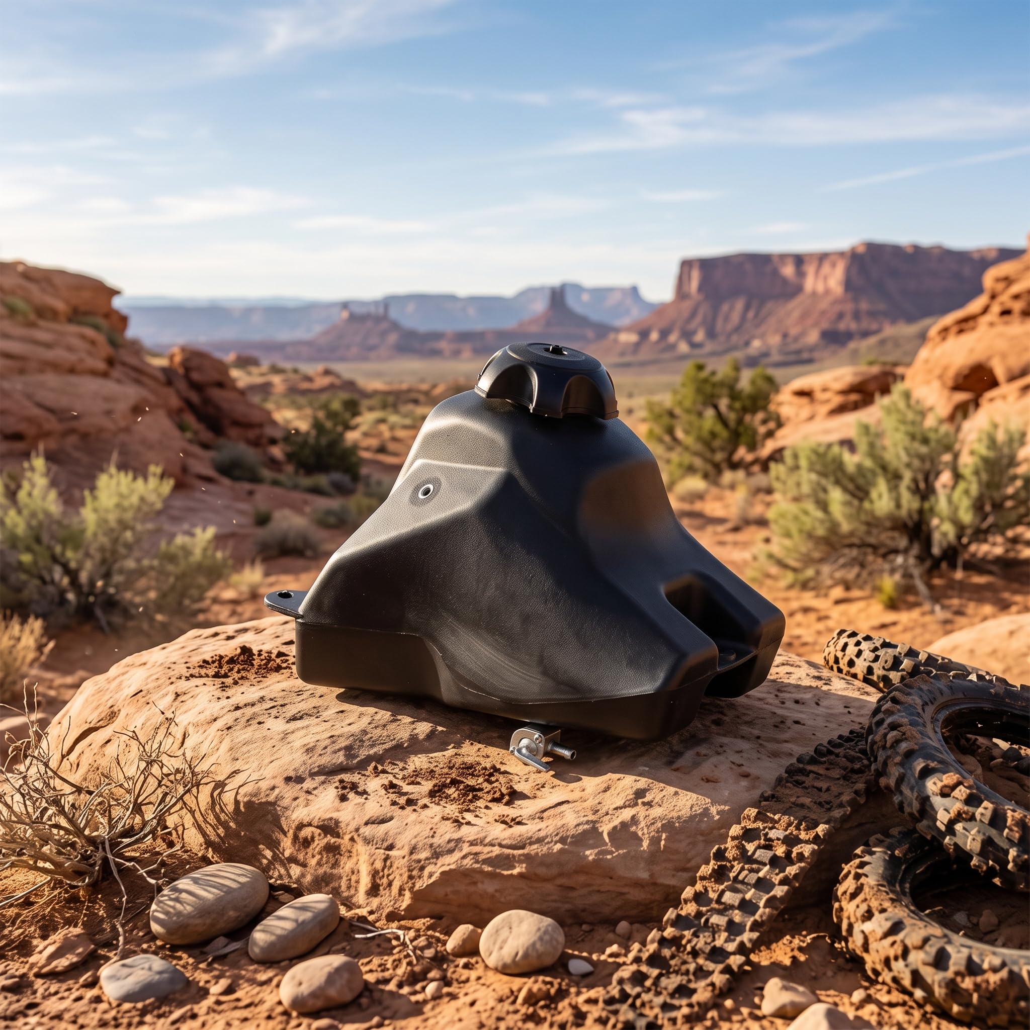 aqxreight Kraftstofftank, Schwarz Dirt Pit Bike Fuel Gas Tank mit Deckel Ersatz für XR50 CRF50 SR70 SR70B SR70c SR110