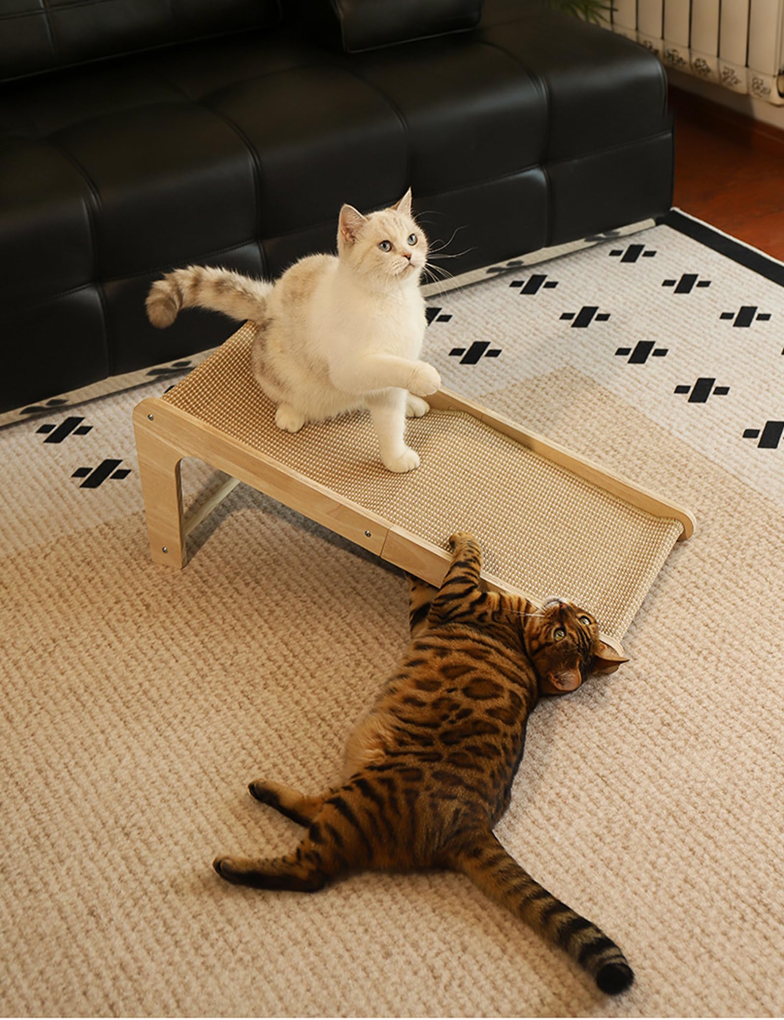 Kratzbrett Katzen, Large 69cm H, Sisal Kratzbrett Katze, Massives Holz & Natürliches Sisal Katzen kratzmatte, Katzen kratzmöbel für Wohnzimmer/Schlafenzimmer, Schützt Möbel vor Katzenkratzen