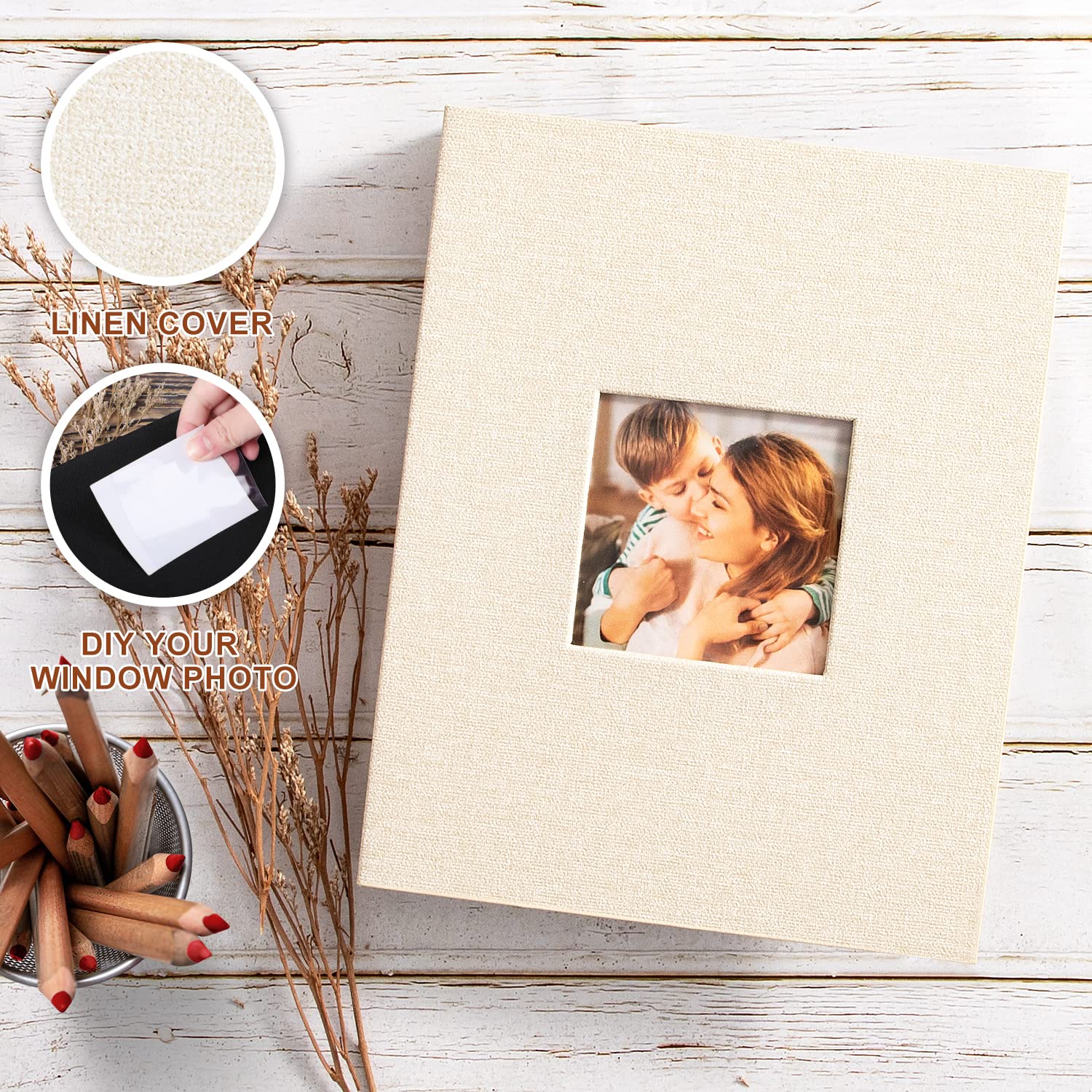 Album Photo Scrapbooking Lanpn 160 Pages - Lin Beige 30x33,5cm - Séparateurs Glassine