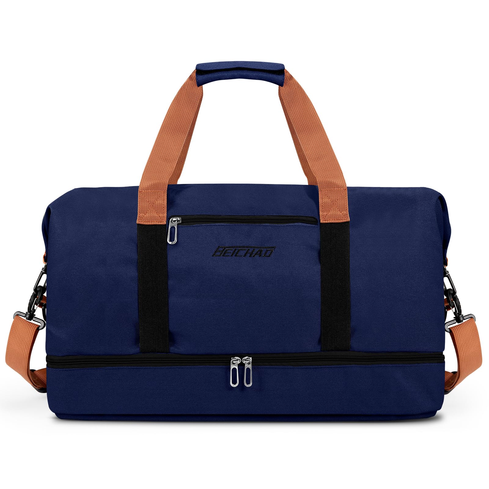 Sac de Weekend Homme Imperméable, 32,2 L, Sac de Sport de Voyage Homme Imperméable, Sacs de Week-End Grand avec Compartiment à Chaussures, Poche Humide, Sacs de Bagage pour Natation, Bleu