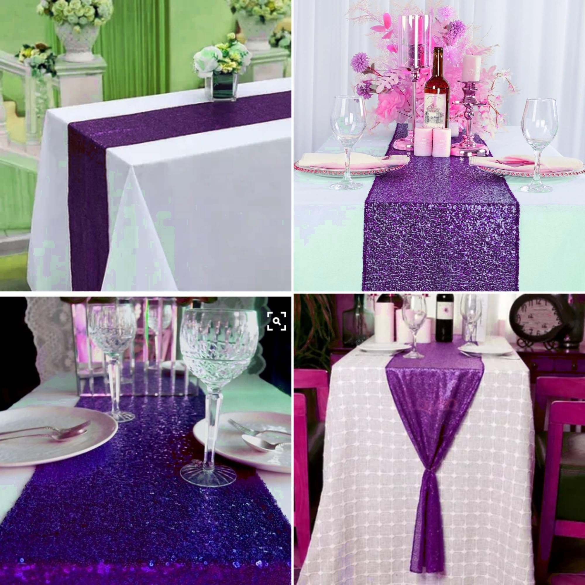 Confezione da 15 runner da tavola con paillettes metallizzate scintillanti, runner da tavola per matrimoni, fidanzamenti, feste di compleanno, feste di fidanzamento, cene, baby shower, decorazioni
