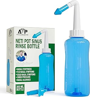 Neti Pot Sinus Rinse Bottle for Natural Sinus Relief - Nose Wash Cleaner Pressure Rinse for Adult & Kid - Nasal Irrigation System by Abraham The Pharmacist