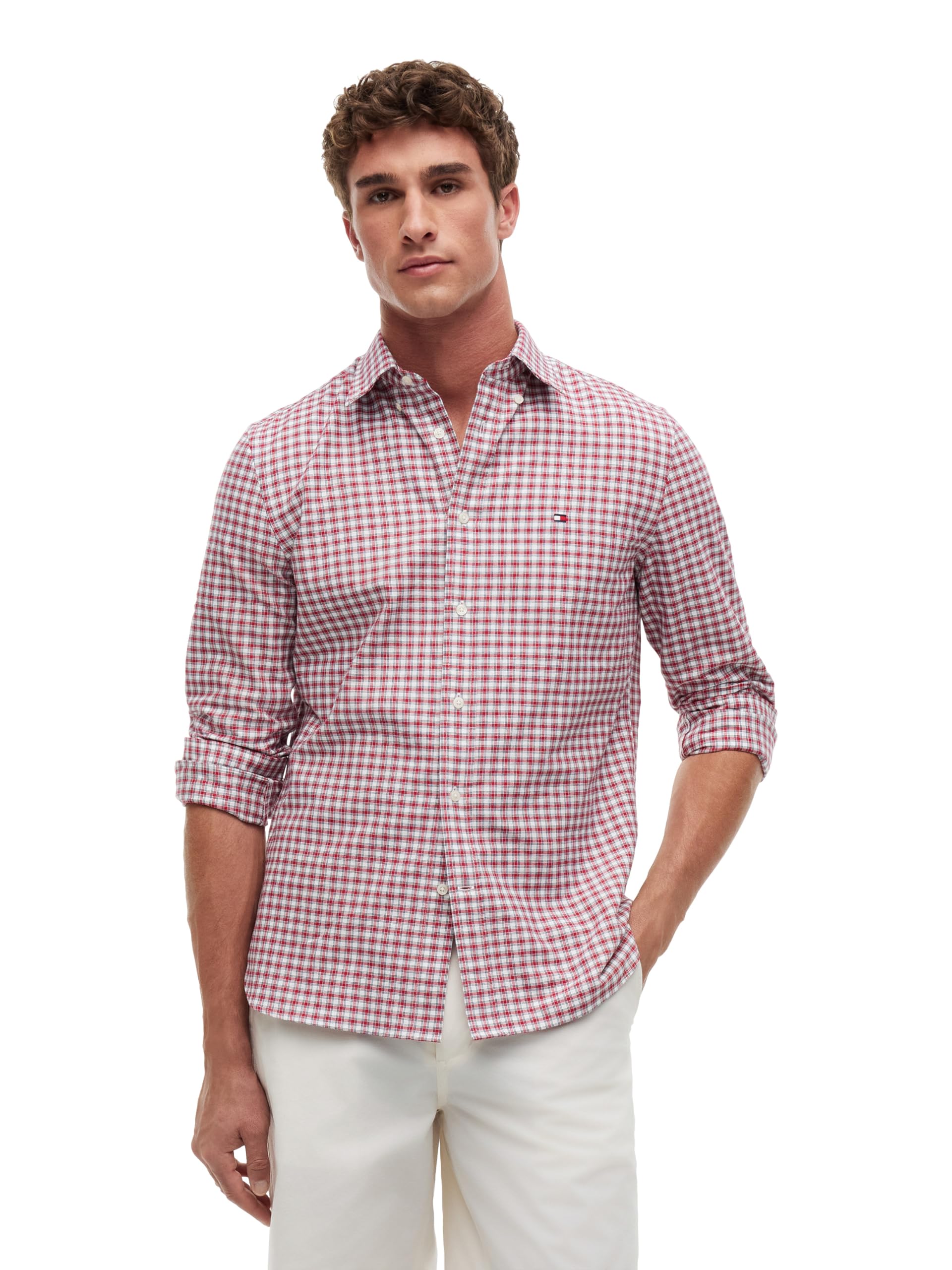 Tommy Hilfiger Men's Long Sleeve Oxford Shirts in Regular Fit, Men's Button Down Shirts, Also Available in Big and Tall