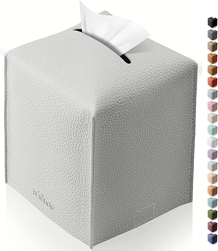 Tclouda Funda para caja de pañuelos de cuero PU, portapañuelos cuadrado moderno simple de color sólido, ideal para baños, oficina, automóvil, tienda