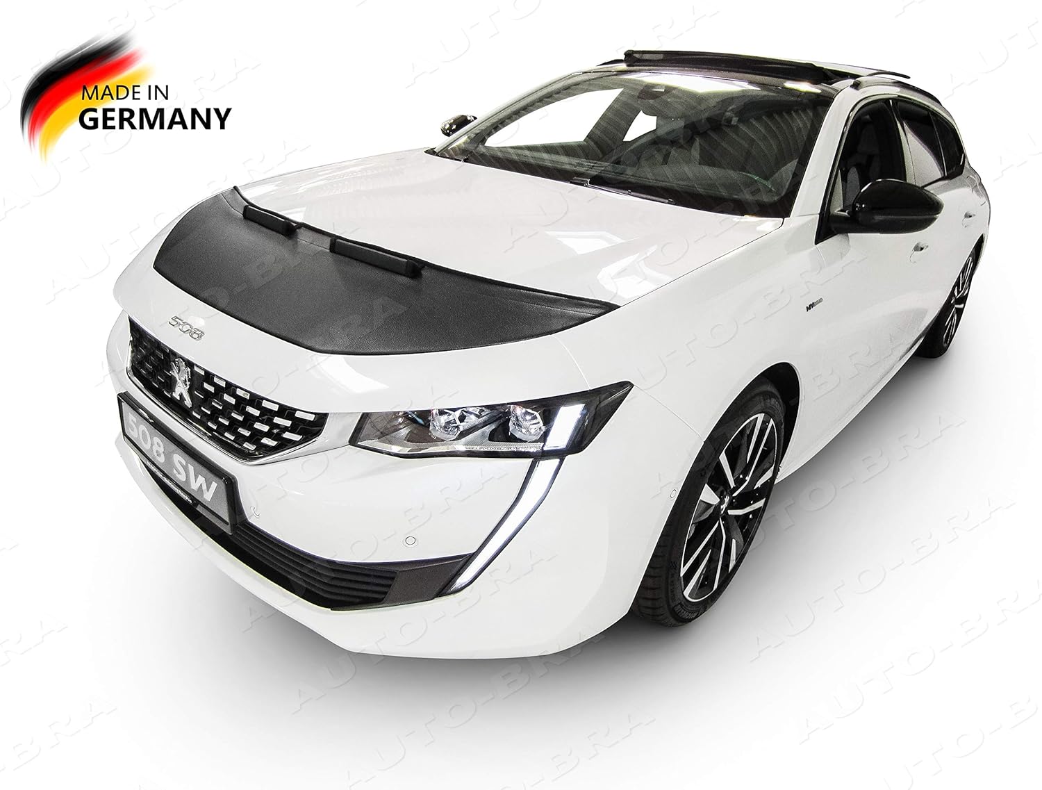 AB3-00563 CAR Hood Bra Compatible with Peugeot 508 Since 2018 Front End Nose Mask Bonnet Bra STONEGUARD Protector Tuning
