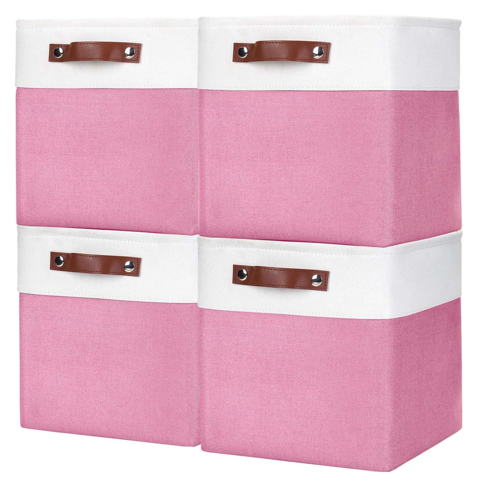 Bagnizer Collapsible Fabric Storage Cubes 11x11 Cube Storage Bins, 4 Pack Closet Baskets Box with Handles for Organizing, Shelf, Toys, Clothes, Home,
