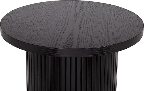 Miniatura 4 de THKSHOUZ Mesas auxiliares negras para sala de estar, moderna mesa auxiliar de tambor, mesa decorativa negra de 18 pulgadas de ancho, totalmente 18"