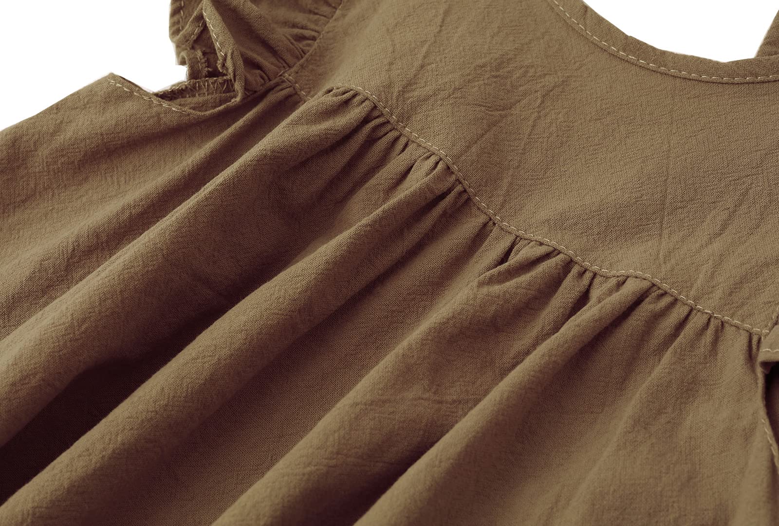 Vestito da bambina in cotone e lino con volant Halter senza maniche Abiti estivi per bambini