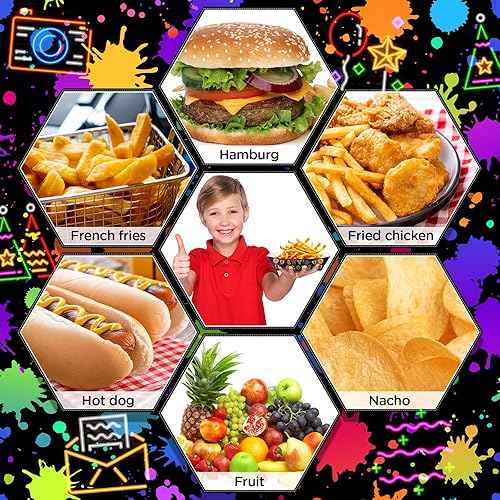 Miniatura 3 de 100 unidades de suministros de fiesta de neón de 2 libras, bandejas de papel desechables para servir nachos para perros calientes, barcos de neón