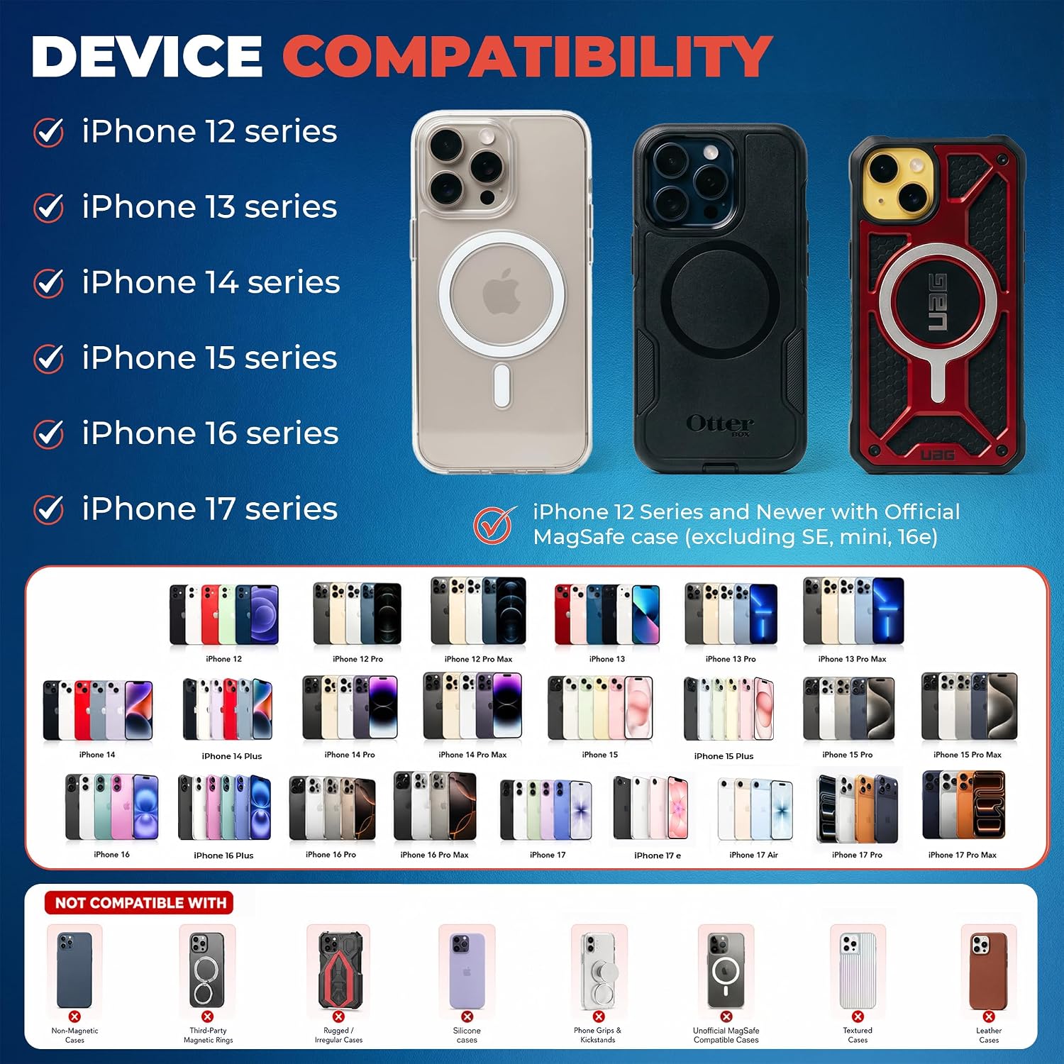 Magnetic iPhone Float - Prevents Phone from Sinking - MagSafe Compatible Snap-On Floatation for iPhone 17/16/15/14/13/12 – Orange