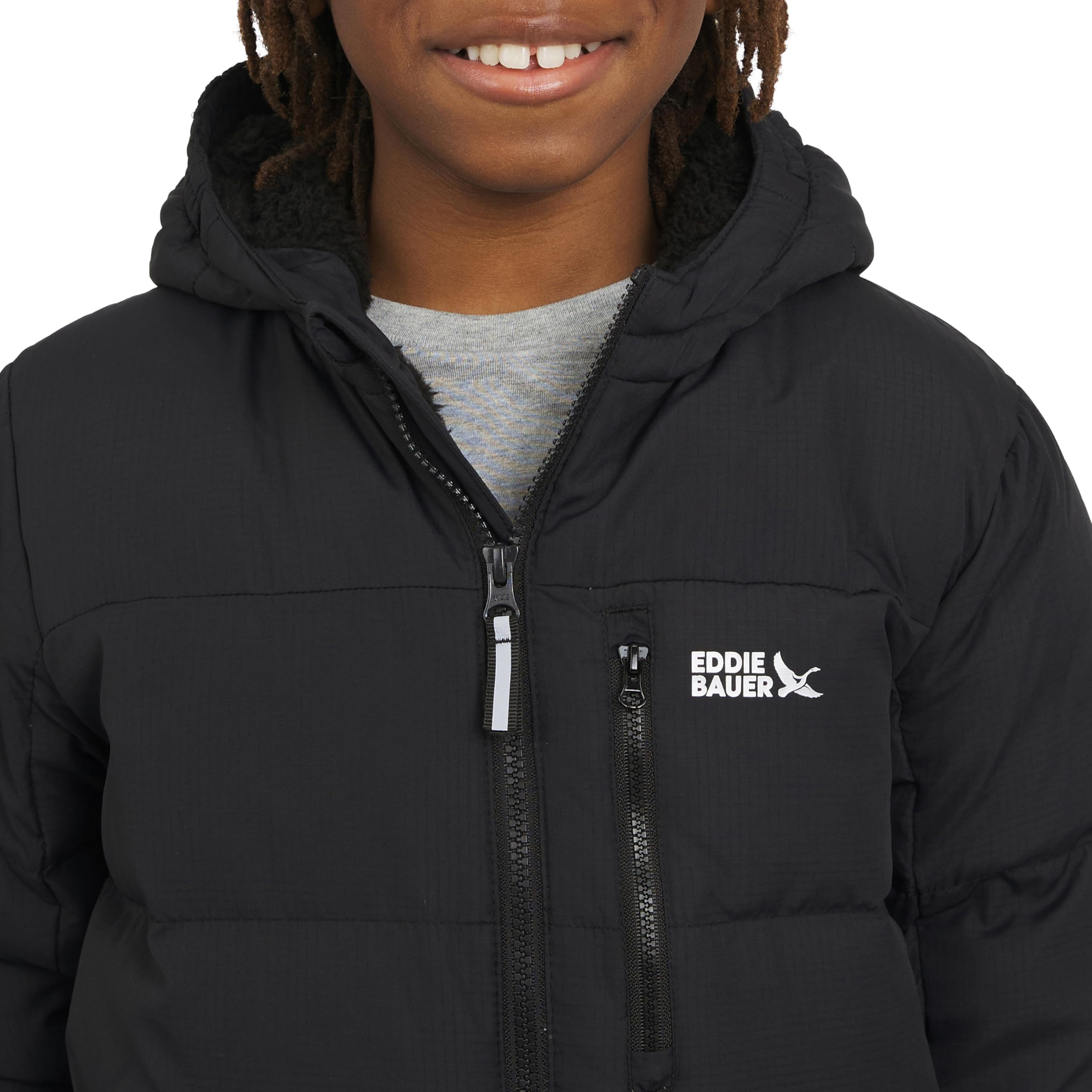 Eddie Bauer Jungen Classic Heavyweight Faux Fur Lined Hooded Insulated Down Jacket Jacke (1er Pack)