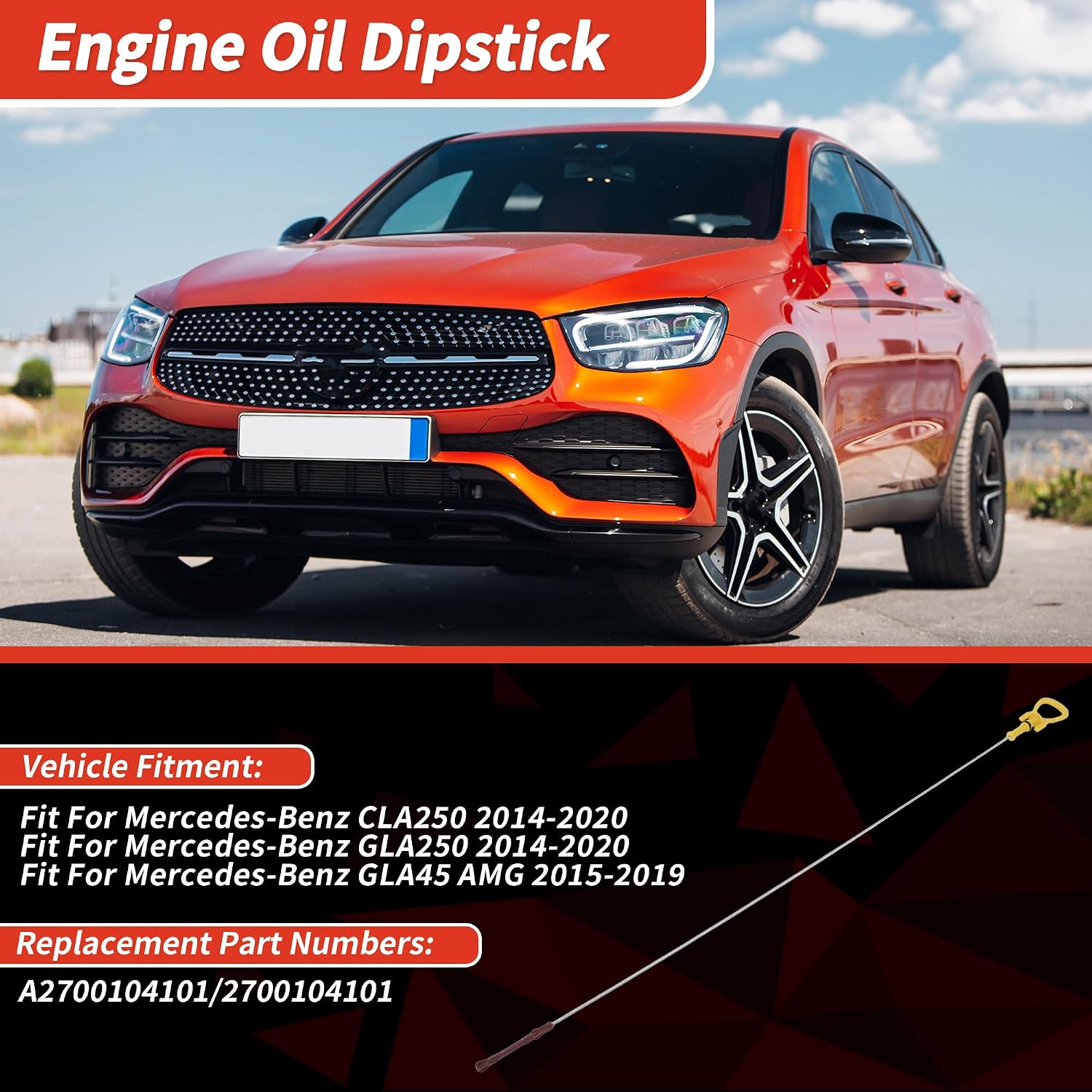 Motoforti Engine Oil Dipstick for Mercedes-Benz CLA250 GLA250 GLA45 for AMG 2015-2019 Oil Level Dip Stick No.A2700104101/2700104101
