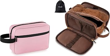 Elviros Travel Toiletry Bag for Men and Women, Shaving Dopp Kit Water-resistant Bathroom Small Toiletries Organizer PU Leather Cosmetic Bags