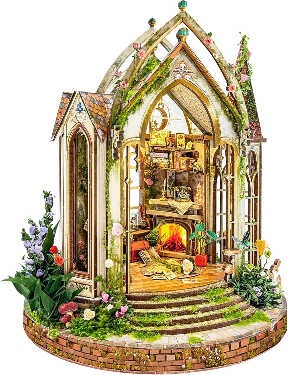 DIY Miniature House Kit, Book Nook Mini House Bookshelf Decor 3D Wooden Puzzle for Adults, Birthday Gift for Family, Friends - Dreamland Floral Studio