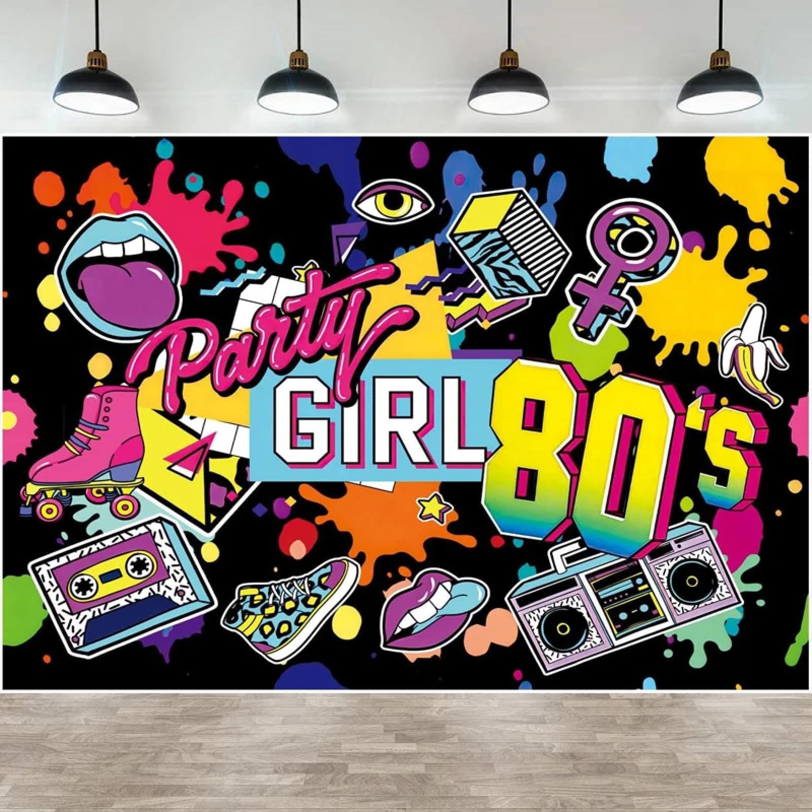 Graffiti anni ' 80 ' 90 fotografia sfondo retrò rock punk musica discoteca neon banner partito sfondo ritratto servizio poster