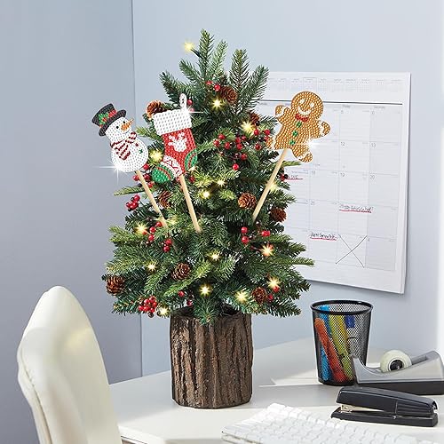 Miniatura 2 de Vcekract Kits de pintura de diamantes de Navidad, 12 piezas de arte de diamantes de Navidad, adornos de Navidad de pintura de diamante, pintura de