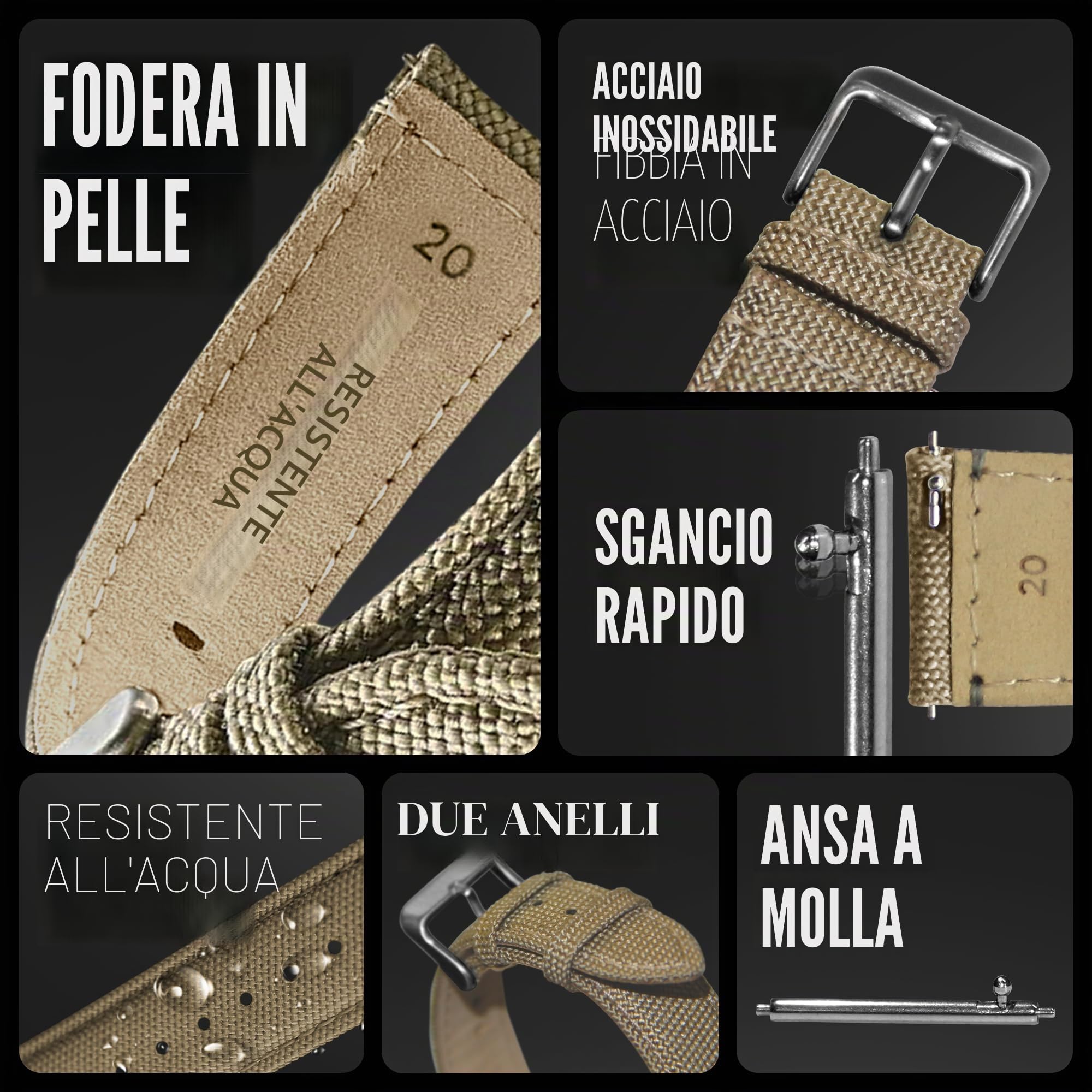 Cinturino per orologio in tessuto Cordura Alpine, cinturino di ricambio a sgancio rapido, rivestimento posteriore impermeabile, cinturino in pelle per donne e uomini, compatibile con cinturini