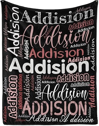 Manta con nombre personalizada para niños y adultos – Manta de franela personalizada con nombre – Personalizada para cumpleaños, San Valentín, Negro