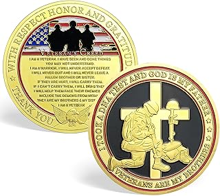 Military Veterans Creed Challenge Coin Thank You for Your Service Military Gifts for Men Women Veterans Day Gifts for Serviced from US Navy Army Air Force