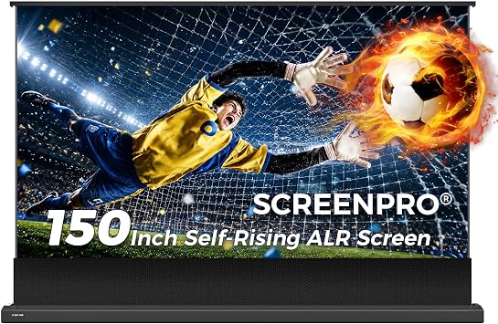 SCREENPRO متوترة الطابق ارتفاع العارض الشاشة 150 بوصة، بمحركات ALR العارض الشاشة مع البعيد، 169 الكهربائية شاشة المسرح المنزلي لأجهزة العرض 4 K