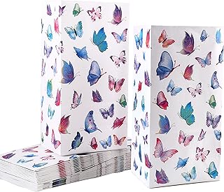 Cmecial 25Pcs Thickened Butterfly Favor Bags, Birthday Goodie Bags for Kids Birthday Party Bags, Party Favor Bags for Kids Birthday, Small Gift Bags Goody Bags, Mini Paper Gift Bags Small Size (WB1)