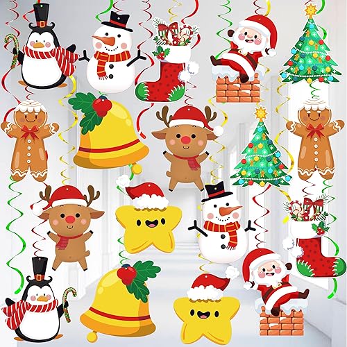 KatchOn, Decoraciones navideñas de espirales colgantes Paquete de 30 Adorno colgante de Navidad para decoraciones de fiesta de Navidad Remolino