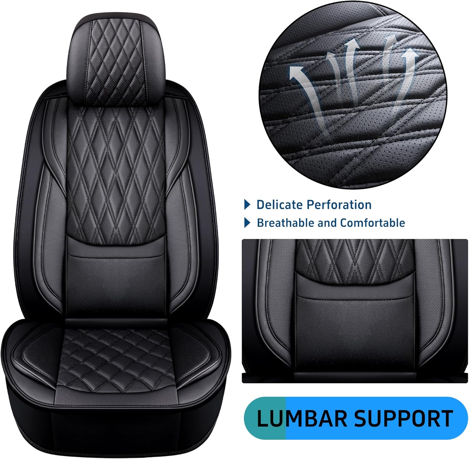 Chezope Leather Car Seat Covers Compatible with Chevy Chevrolet Silverado GMC Sierra,Fit for 2007-2013/2019-2024 1500 HD / 2500 HD / 3500 HD Truck
