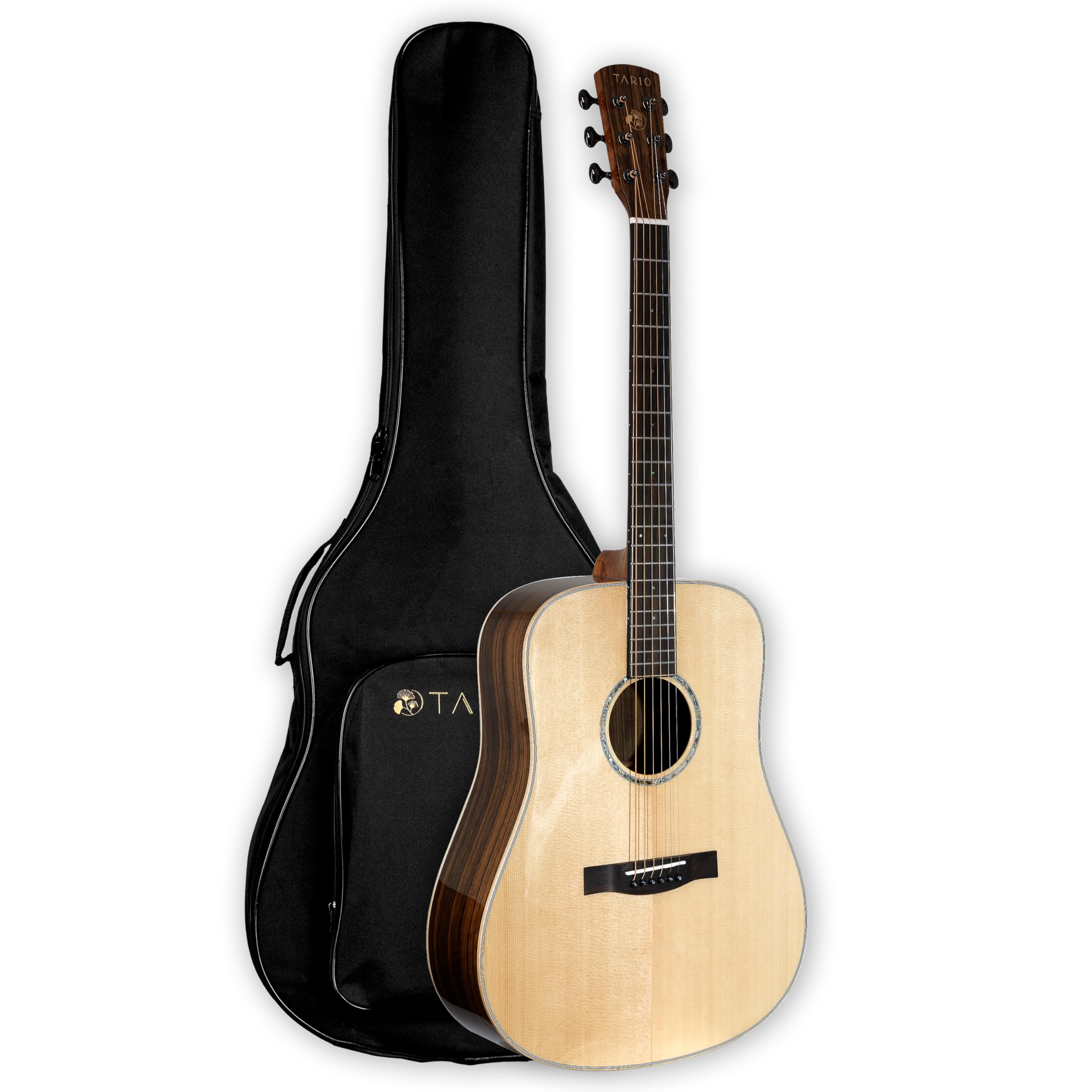 TARIO 41'' Acoustic All Solid Guitar Solid Spruce Top Solid Ovangkol Back and Sides Mahogany Neck