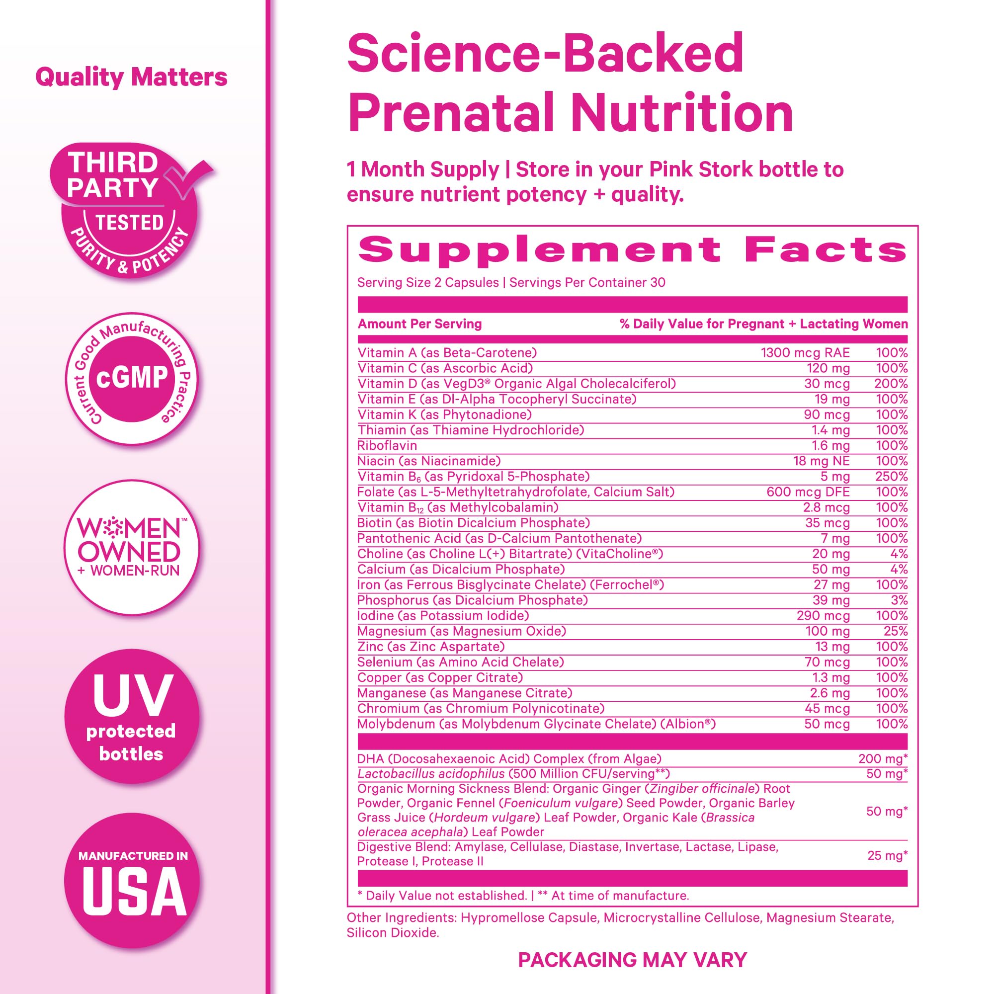 Pink Stork Premium Prenatal Vitamins for Women, 60 Count — Amazon image 6