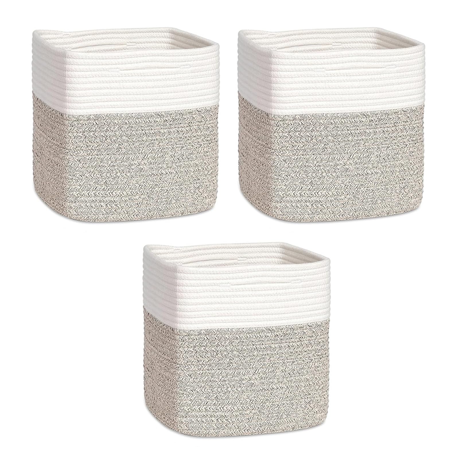 TQUXNGA Triple Pack Braided Fabric Bins Versatile for Organizing Clothes Blankets and Household Items Closet Organization Basket