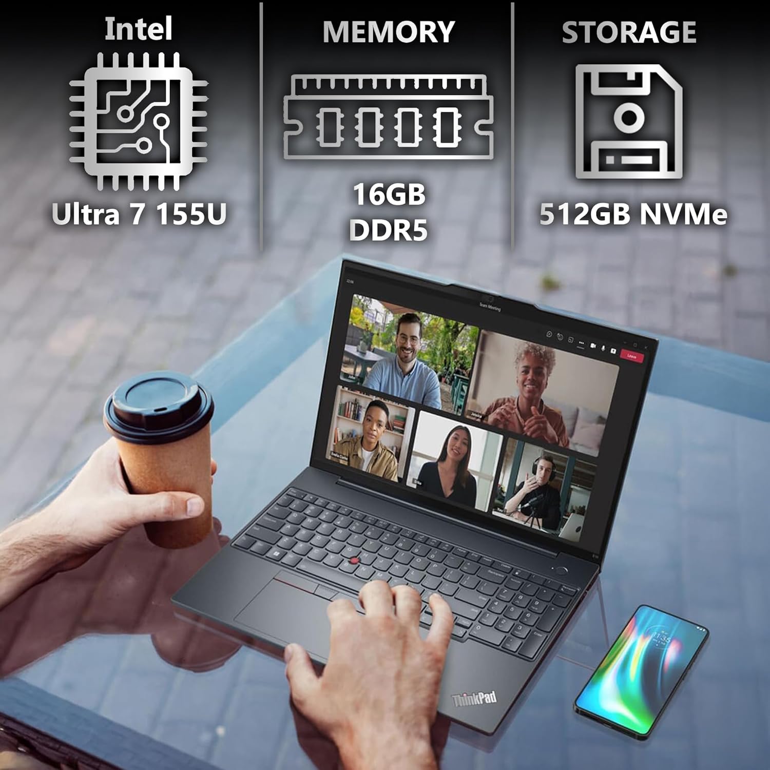 Lenovo ThinkPad T16 Gen 3 Touchscreen Laptop 16” FHD+ Display, Intel Ultra 7-155U (Beats i7-1355U), 16GB DDR5 RAM, 512GB SSD, 5MB Webcam, Fingerprint, Backlit KB, WiFi 6E + BT, RJ-45, HDMI, Win 11 Pro